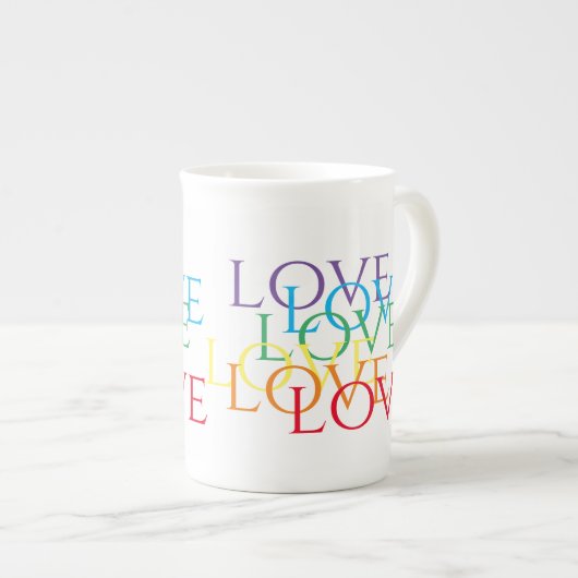 RAINBOW-LIEBE Knochen-China-Tasse Porzellantasse (Vorderseite Rechts)