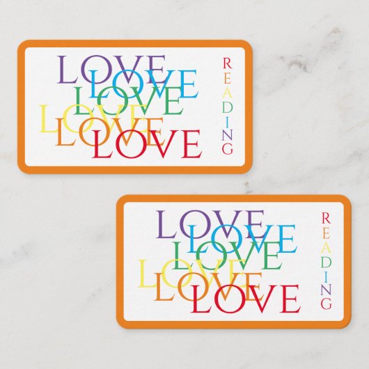 RAINBOW LIEBE Lesezeichen - 3.5x2 Karte / Orange (Vorne/Hinten)