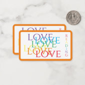 RAINBOW LIEBE Lesezeichen - 3.5x2 Karte / Orange (Vorderseite/Rückseite Beispiel)
