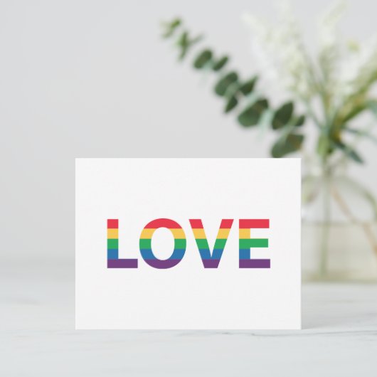 Rainbow Liebe Letters Postkarte (Stehend Vorderseite)