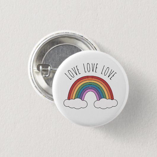 Rainbow Liebe Liebe Liebe Button (Vorne & Hinten)