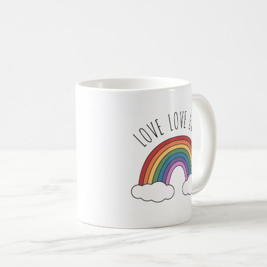 Rainbow Liebe Liebe Liebe Kaffeetasse (VorderseiteRechts)