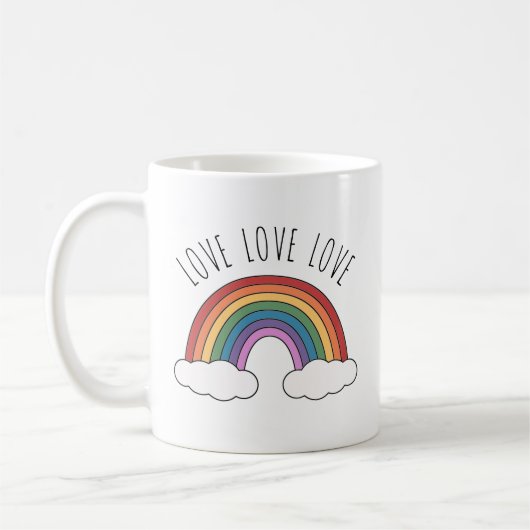 Rainbow Liebe Liebe Liebe Kaffeetasse (Links)