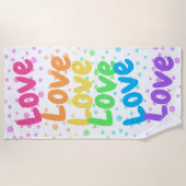 Rainbow-Liebe, Liebe und Punkte Strandtuch (Vorderseite)