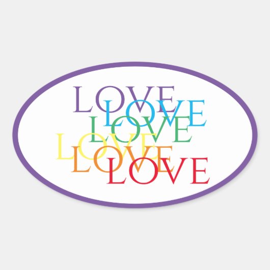 RAINBOW LIEBE Oval Stickers / Lila (Vorderseite)