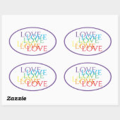 RAINBOW LIEBE Oval Stickers / Lila (Blatt)