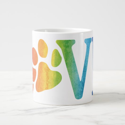 Rainbow Liebe Paw Jumbo-Tasse (Vorderseite)