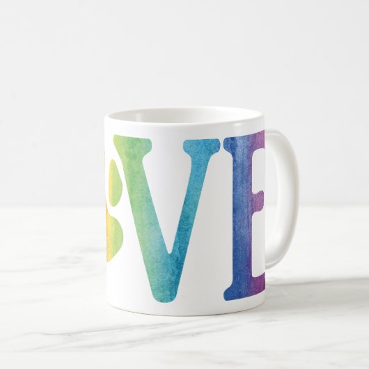 Rainbow Liebe Paw Kaffeetasse (VorderseiteRechts)