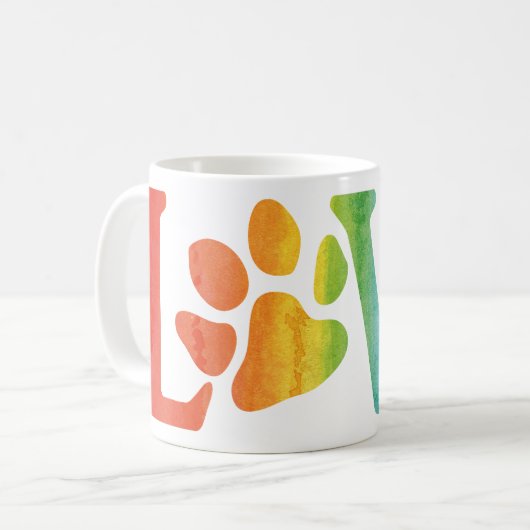 Rainbow Liebe Paw Kaffeetasse (Vorderseite Links)