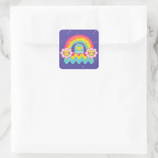 Rainbow-Liebe Quadratischer Aufkleber (Tasche)