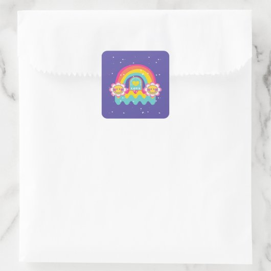 Rainbow-Liebe Quadratischer Aufkleber (Tasche)