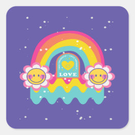 Rainbow-Liebe Quadratischer Aufkleber
