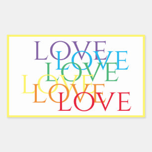 RAINBOW LIEBE Rectangle Stickers / Gelb