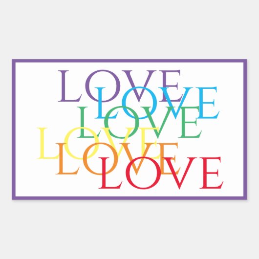 RAINBOW LIEBE Rectangle Stickers / Lila (Vorderseite)
