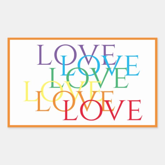 RAINBOW-LIEBE-Rectangle-Stickers / Orange Rechteckiger Aufkleber (Vorderseite)