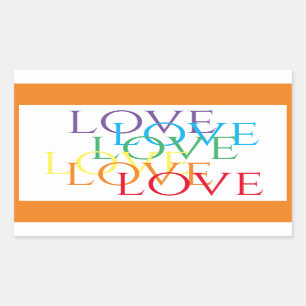 RAINBOW-LIEBE-Rectangle-Stickers / Orange Rechteckiger Aufkleber