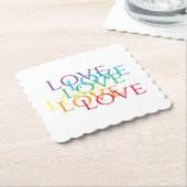 RAINBOW LIEBE Scalloped Square Paper Untersetzer (angewinkelt)