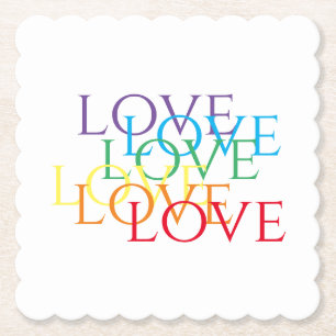 RAINBOW LIEBE Scalloped Square Paper Untersetzer