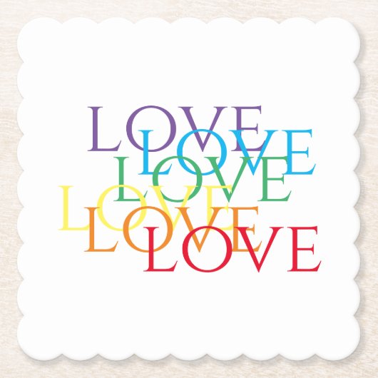 RAINBOW LIEBE Scalloped Square Paper Untersetzer (Vorderseite)