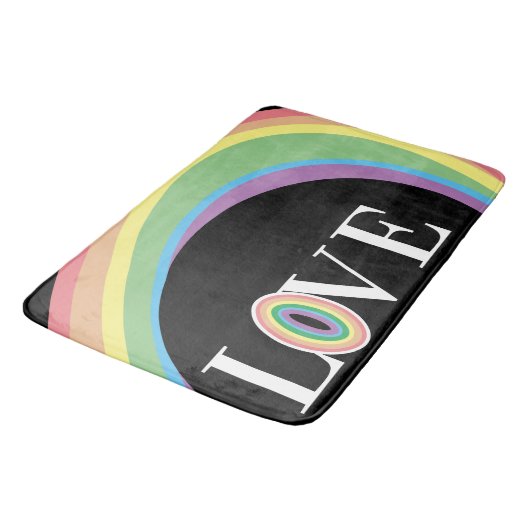 RAINBOW LIEBE Schwarz-weiß Bath Mat Badematte (Schrägansicht)