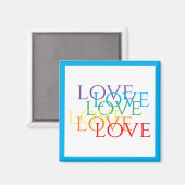 RAINBOW LIEBE Square Magnet / Blau (Vorderseite/Rückseite)