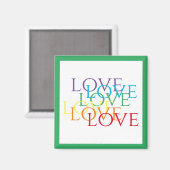 RAINBOW LIEBE Square Magnet / Green (Vorderseite/Rückseite)