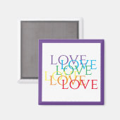RAINBOW LIEBE Square Magnet / Lila (Vorderseite/Rückseite)
