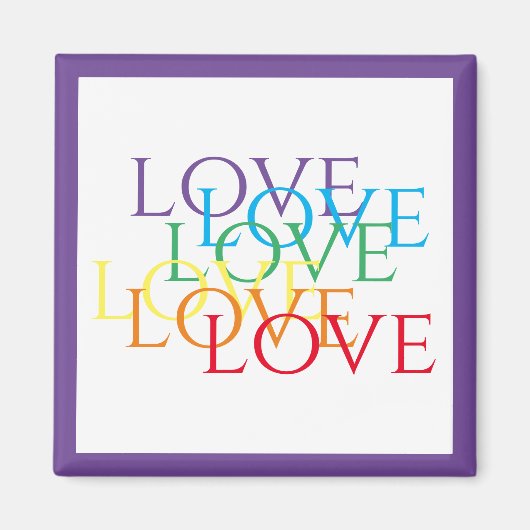 RAINBOW LIEBE Square Magnet / Lila (Vorne)