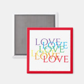 RAINBOW LIEBE Square Magnet / Rot (Vorderseite/Rückseite)