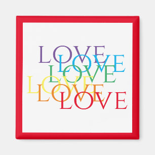 RAINBOW LIEBE Square Magnet / Rot