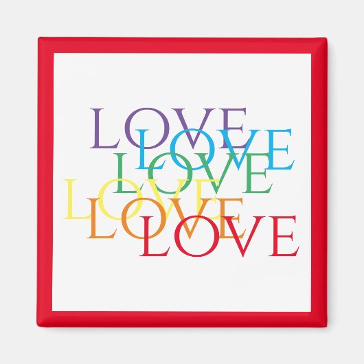 RAINBOW LIEBE Square Magnet / Rot (Vorne)