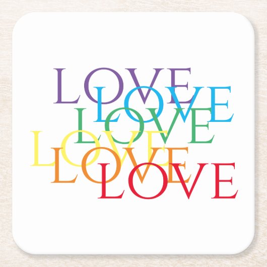 RAINBOW LIEBE Square Paper Untersetzer (Vorderseite)