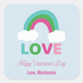Rainbow-Liebe Valentinstag Quadratischer Aufkleber