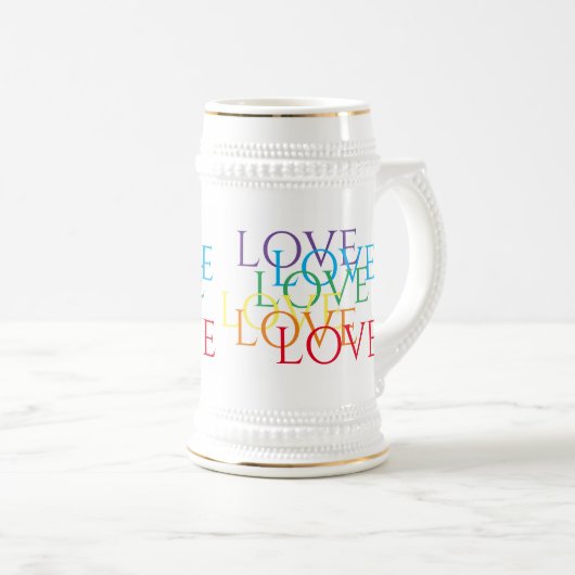 RAINBOW LIEBE White & Gold Stein Bierglas (VorderseiteRechts)