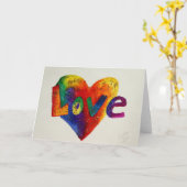 Rainbow Liebe Word Art Grußkarte oder Mitteilungsk Karte (Gelbe Blume)