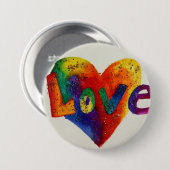 Rainbow Liebe Word Art Painting Button oder Button (Vorne & Hinten)