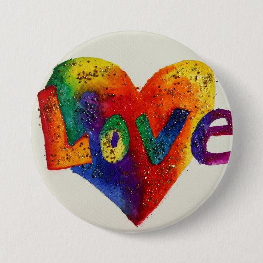 Rainbow Liebe Word Art Painting Button oder Button (Vorderseite)