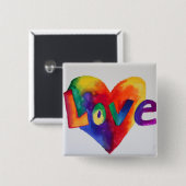 Rainbow Liebe Word Art Painting Button oder Button (Vorne & Hinten)