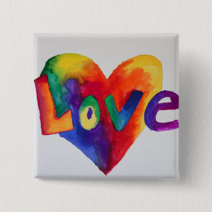 Rainbow Liebe Word Art Painting Button oder Button