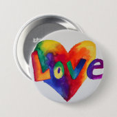 Rainbow Liebe Word Art Painting Button oder Button (Vorne & Hinten)