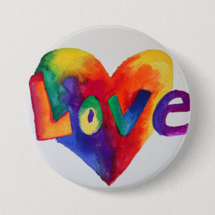 Rainbow Liebe Word Art Painting Button oder Button