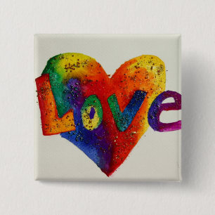 Rainbow Liebe Word Art Painting Button oder Button