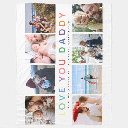 Rainbow 'LIEBE YOU DADDY' Foto Collage Keepake Fleecedecke (Vorderseite)