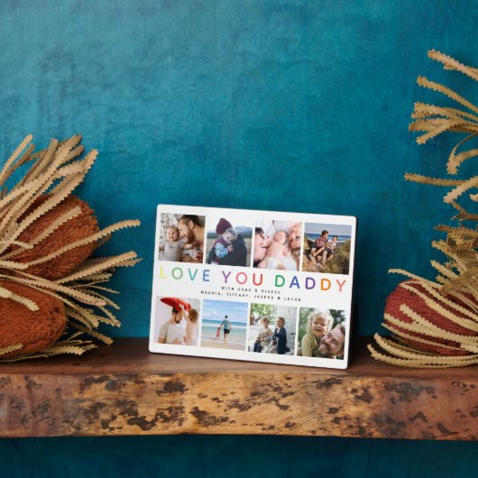 Rainbow 'LIEBE YOU DADDY' Foto Collage Keepake Fotoplatte (Seite)