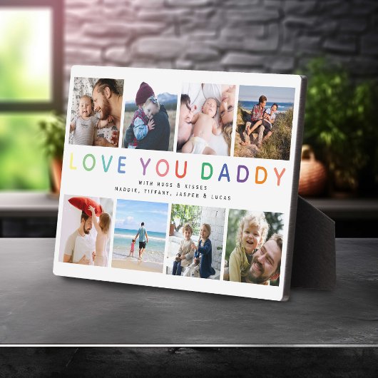 Rainbow 'LIEBE YOU DADDY' Foto Collage Keepake Fotoplatte