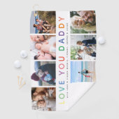 Rainbow 'LIEBE YOU DADDY' Foto Collage Keepake Golfhandtuch (Insitu)