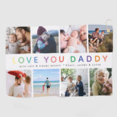 Rainbow 'LIEBE YOU DADDY' Foto Collage Keepake Golfhandtuch (Horizontal)