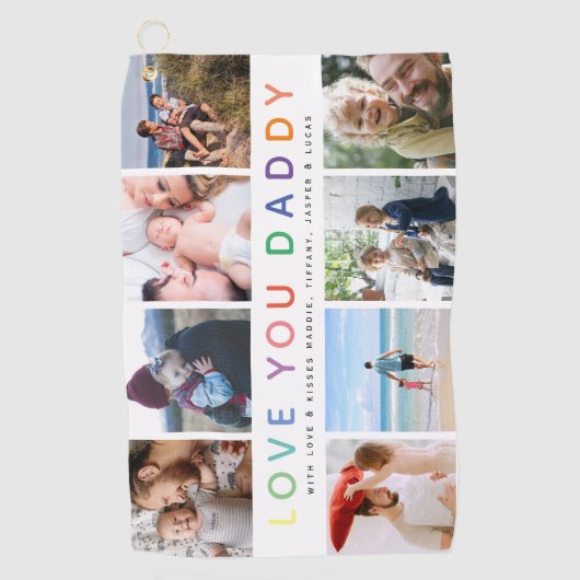 Rainbow 'LIEBE YOU DADDY' Foto Collage Keepake Golfhandtuch (Vorderseite)