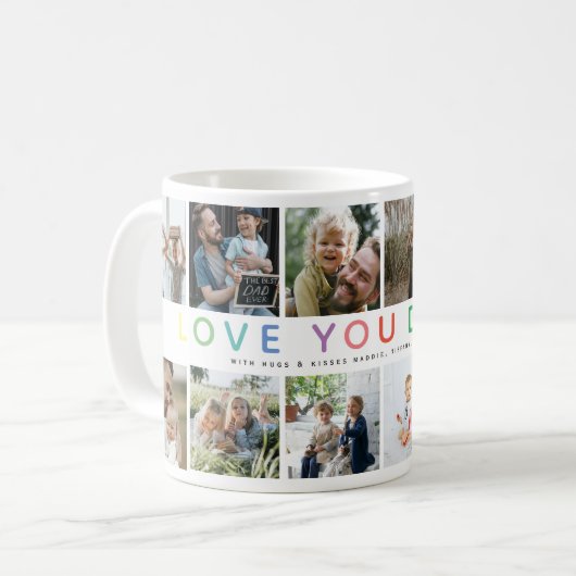 Rainbow 'LIEBE YOU DADDY' Foto Collage Keepake Kaffeetasse (Vorderseite Links)