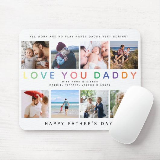 Rainbow 'LIEBE YOU DADDY' Foto Collage Keepake Mousepad (Mit Mouse)